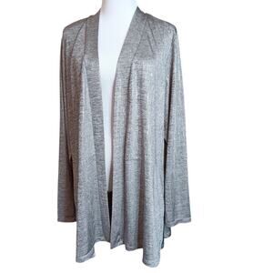 SUSAN GRAVER Slinky Knit Jacket Cardigan Topper‎ Pockets XL Silver Career Travel